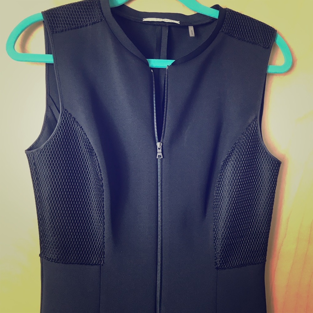 T Tahari sleeveless a-line black scuba dress 8